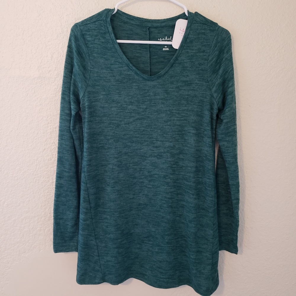 Maternity Relaxed Long Sleeve TShirt Isabel Green